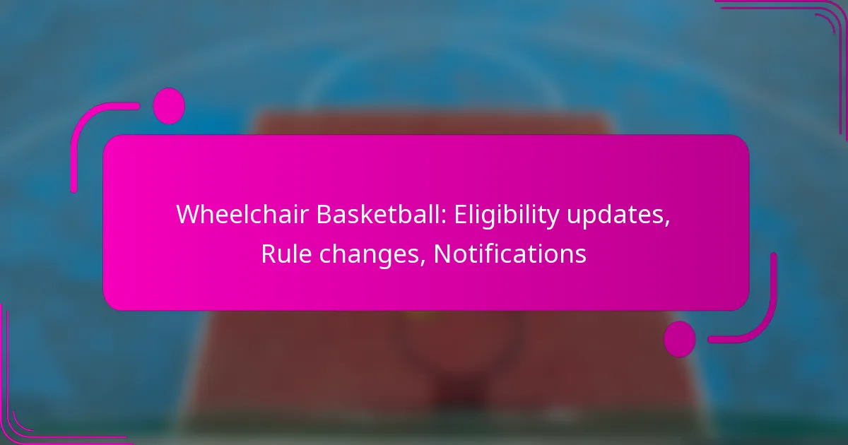 Wheelchair Basketball: Eligibility updates, Rule changes, Notifications