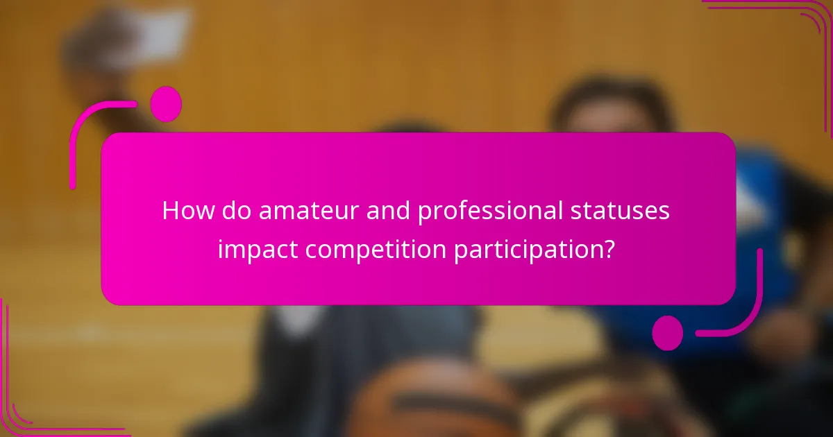 How do amateur and professional statuses impact competition participation?