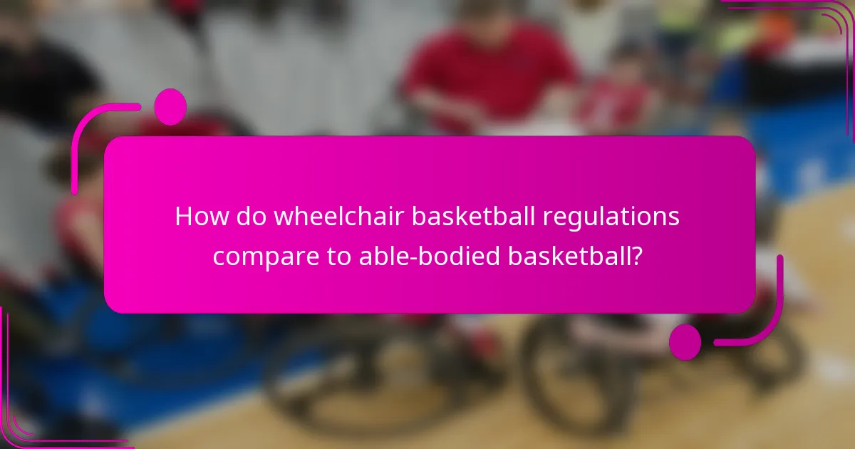 How do wheelchair basketball regulations compare to able-bodied basketball?