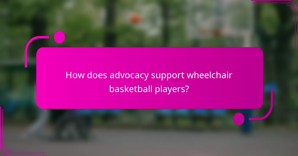 How does advocacy support wheelchair basketball players?
