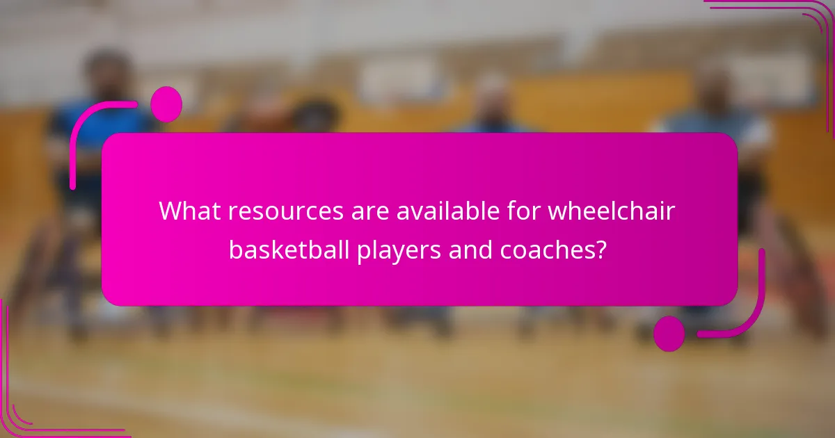 What resources are available for wheelchair basketball players and coaches?