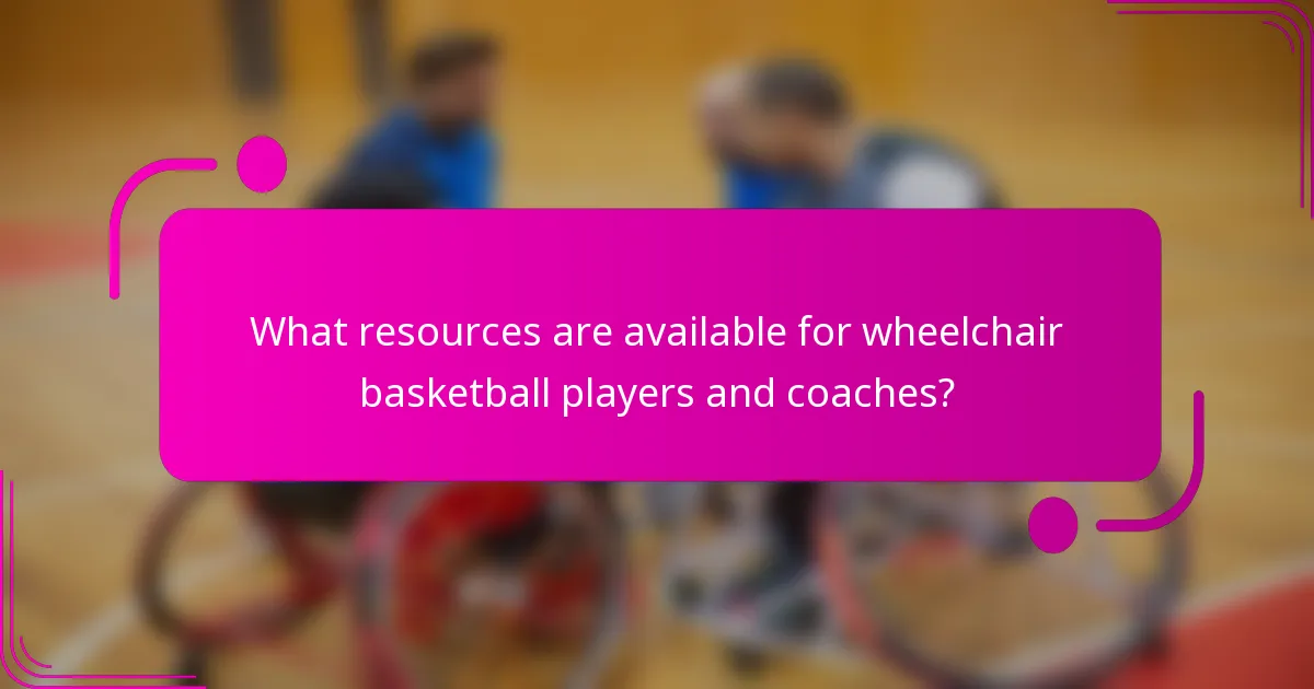 What resources are available for wheelchair basketball players and coaches?
