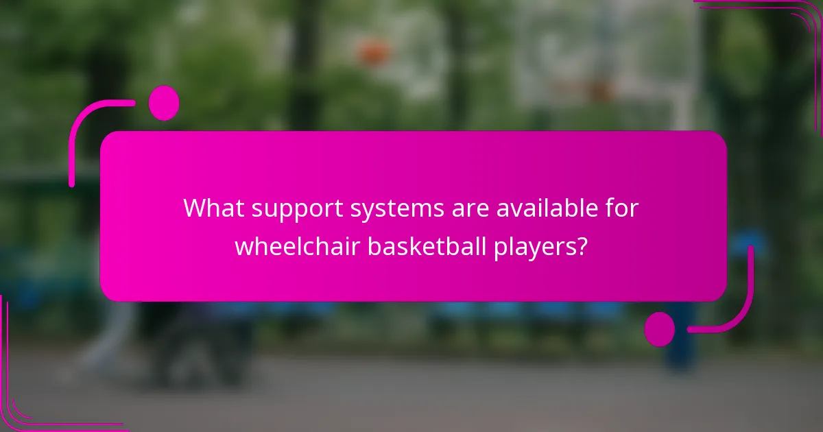 What support systems are available for wheelchair basketball players?